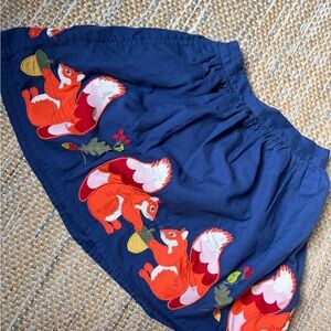 Boden Navy Skirt with Squirrel Design